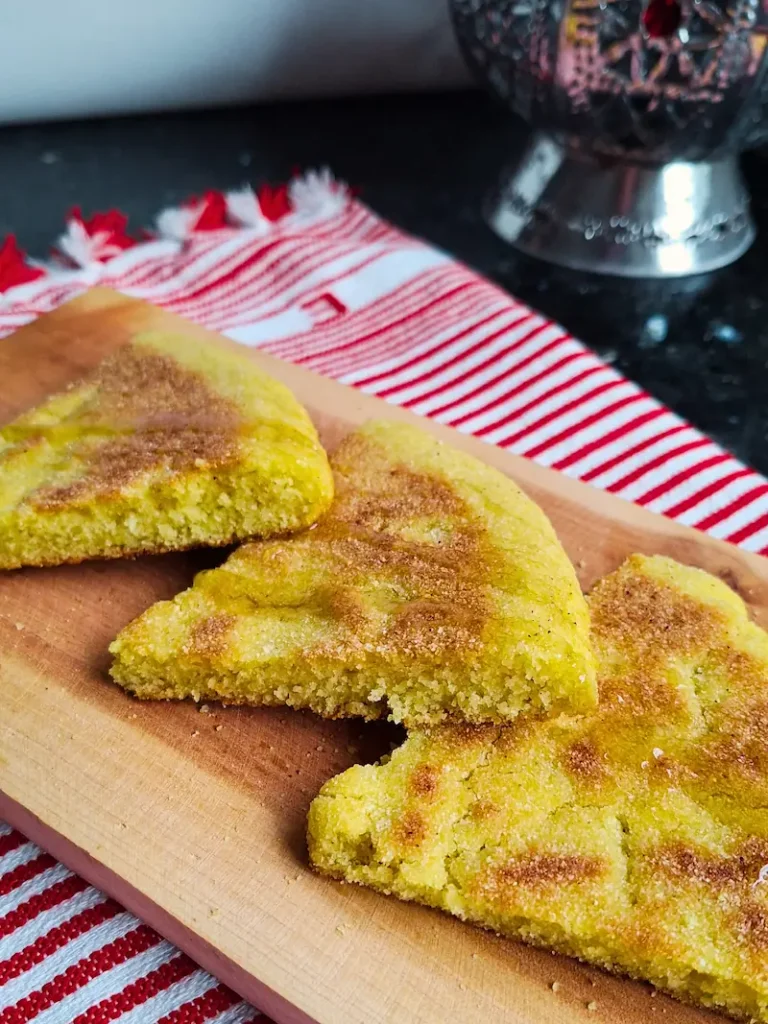 three harcha slices with honey